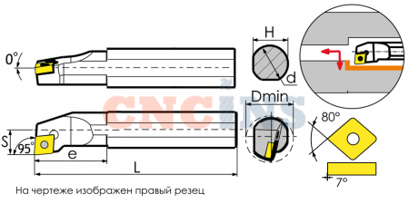 S20Q-SCLCR09 Резец токарный (державка) расточной по металлу