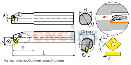 S25S-MDUNL15-TX Резец токарный (державка) расточной по металлу