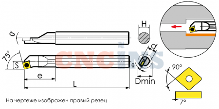 S20R-SSKCR09-TX Резец токарный (державка) расточной по металлу